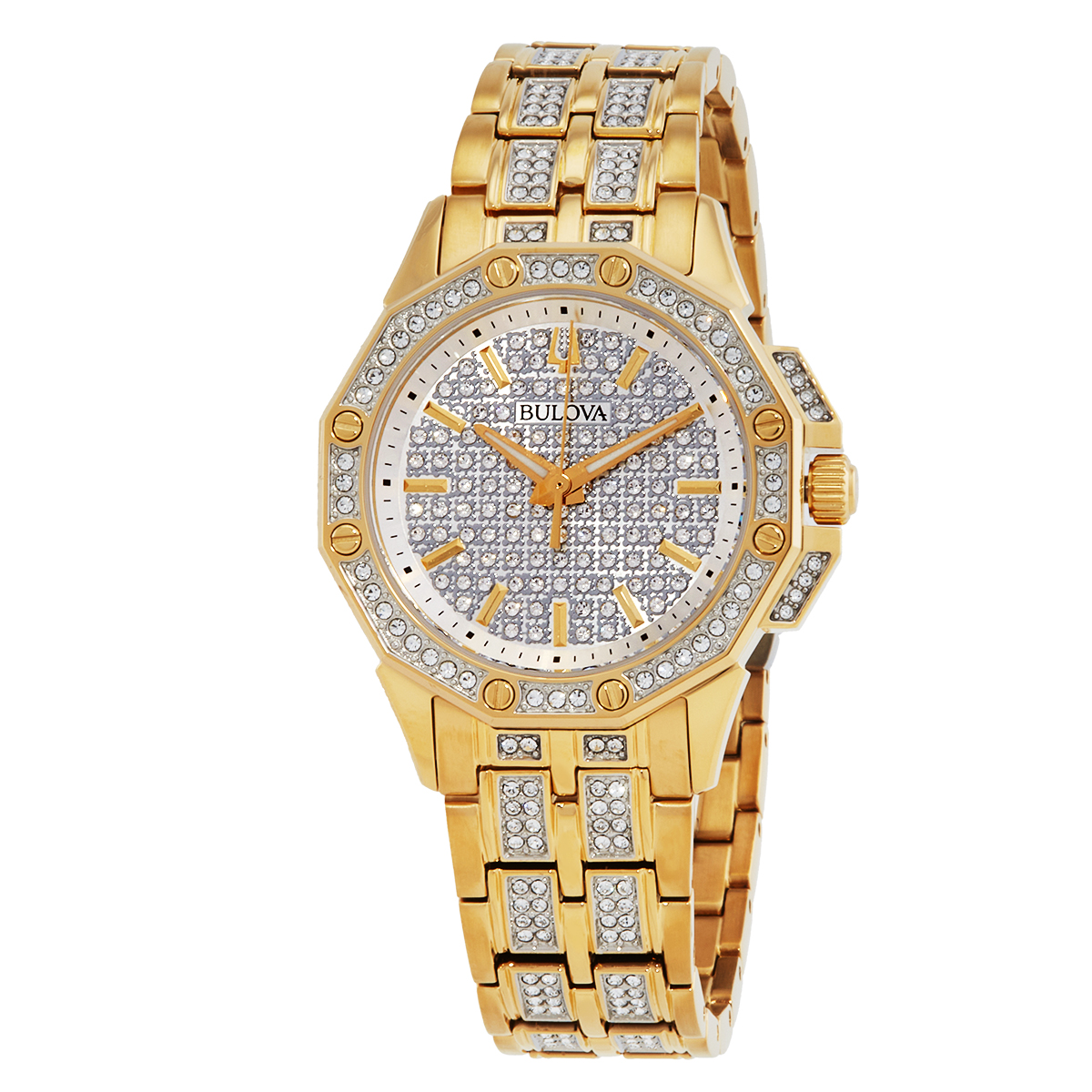 bulova octava quartz crystal silver dial ladies watch 98l302 bulova octava quartz crystal silver dial ladies watch 98l302