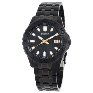 bulova performance sport quartz black dial men's watch 98b438