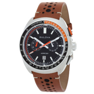 bulova racer chronograph quartz black dial men's watch 98b427