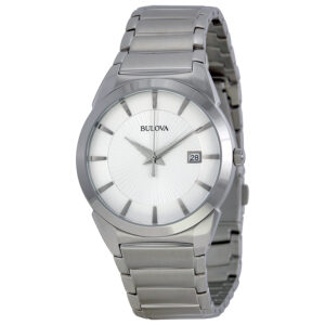 bulova silver dial stainless steel men's watch 96b015