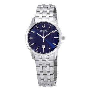 bulova sutton quartz blue dial men's watch 96b338
