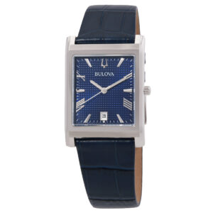 bulova sutton quartz blue dial watch 96b442