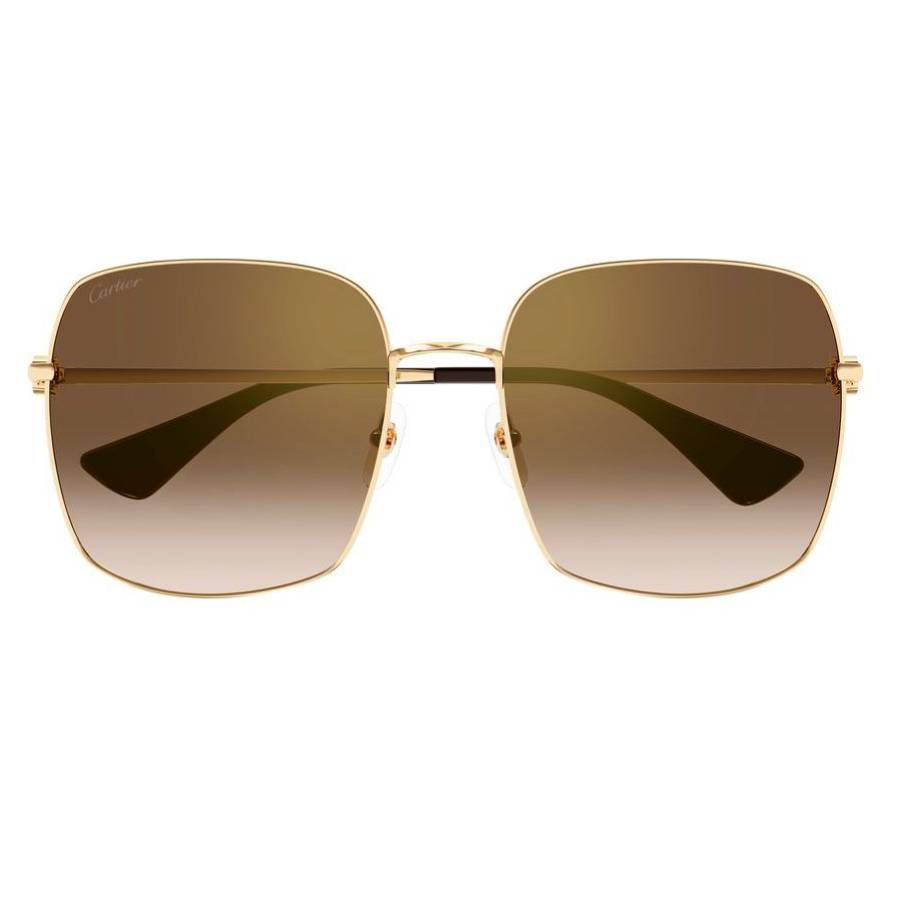 cartier trinity brown gradient with gold flash mirror square ladies sunglasses ct0401s 002 60 cartier trinity brown gradient with gold flash mirror square ladies sunglasses ct0401s 002 60