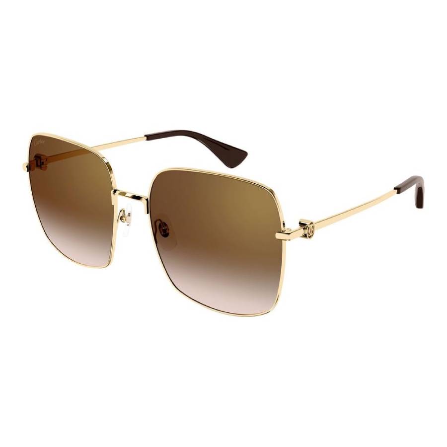 cartier trinity brown gradient with gold flash mirror square ladies sunglasses ct0401s 002 60 cartier trinity brown gradient with gold flash mirror square ladies sunglasses ct0401s 002 60