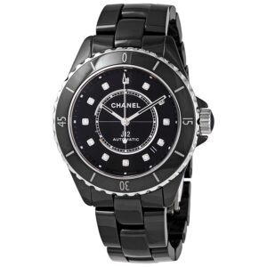 chanel j12 automatic diamond black dial ladies watch h5702