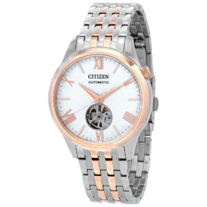 citizen automatic white dial two tone men's watch nh9136 88a