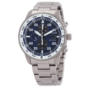citizen aviator eco drive chronograph blue dial men's watch ca0880 58l