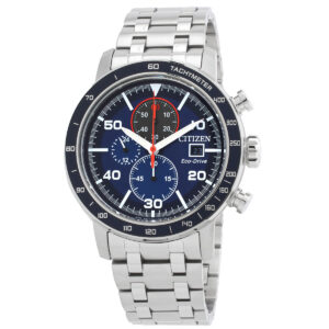 citizen brycen chronograph eco drive blue dial men's watch ca0850 59l
