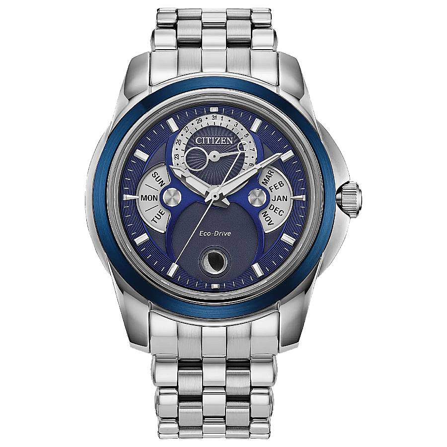 citizen calendrier moon phase blue dial men's watch bu0088 51h citizen calendrier moon phase blue dial men's watch bu0088 51h