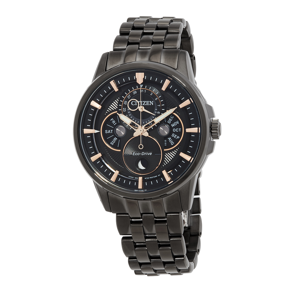 citizen calendrier multifunction black dial black plated men's watch bu0057 54e citizen calendrier multifunction black dial black plated men's watch bu0057 54e