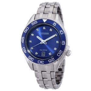citizen carson eco drive diamond blue dial ladies watch fe6160 57l
