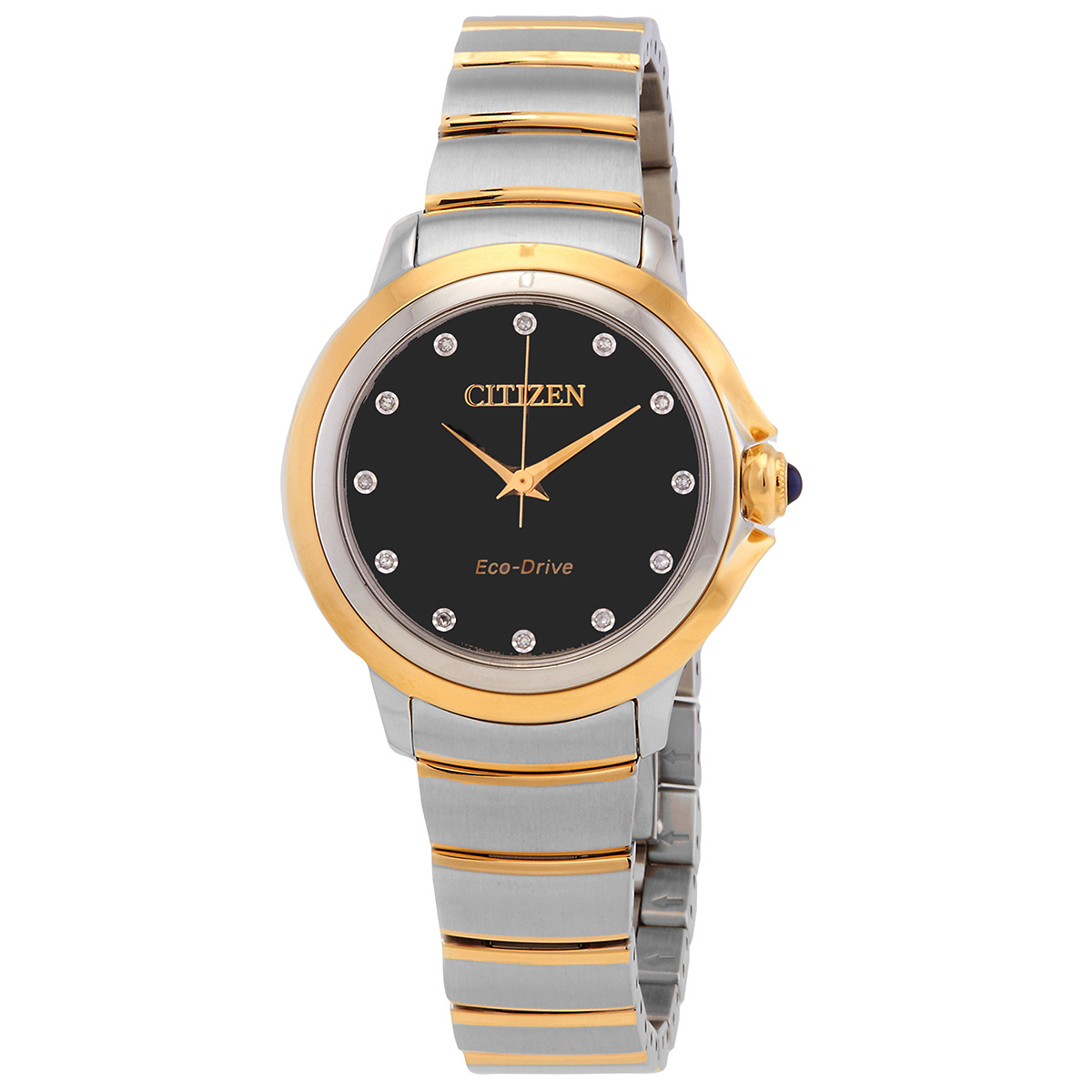 citizen ceci diamond black dial two tone ladies watch em0954 50e citizen ceci diamond black dial two tone ladies watch em0954 50e