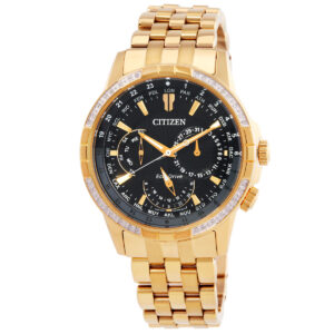 citizen chronograph diamond black dial men's watch bu2082 56e