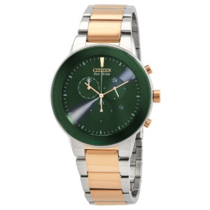 citizen chronograph eco drive green dial men's watch at2244 84x