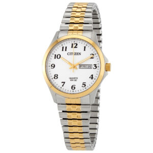 citizen chronograph quartz white dial two tone men's watch bf5004 93a