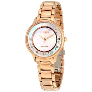 citizen circle of time eco drive mother of pearl dial ladies watch em0382 86d