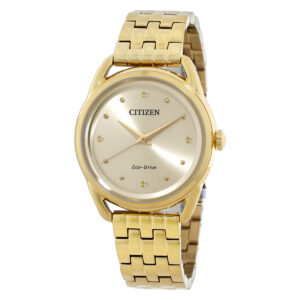 citizen classic eco drive champagne dial ladies watch fe7098 53p