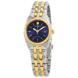 citizen corso eco drive blue dial two tone ladies watch ew2294 53l