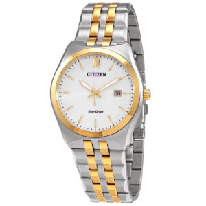 citizen corso white dial two tone men's watch bm7334 58b