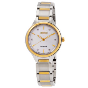 citizen diamond silver dial ladies watch fe2104 50a