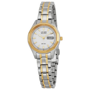 citizen eco drive sport white dial two tone ladies watch ew3144 51a