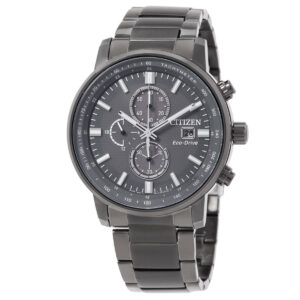 citizen eco drive chronograph grey dial men's watch ca0847 88h
