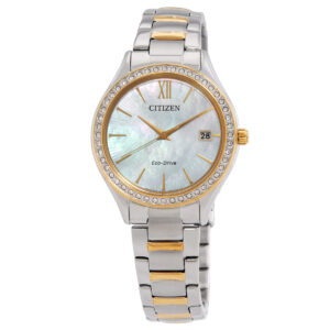 citizen eco drive crystal mother of pearl dial ladies watch eo1188 56d