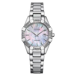 citizen eco drive diamond mother of pearl dial ladies watch ew2650 51d