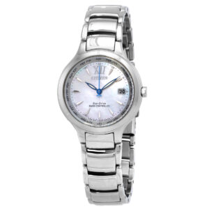 citizen eco drive perpetual world time mother of pearl dial ladies watch ec1170 85d
