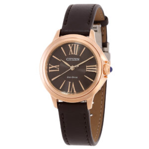citizen l ceci eco drive brown dial ladies watch em1163 09x