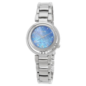 citizen l eco drive diamond mother of pearl blue dial ladies watch em1110 81n