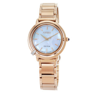 citizen l eco drive mother of pearl dial ladies watch em1093 61d
