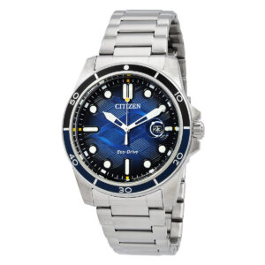 citizen marine 1810 eco drive blue dial men's watch aw1810 85l