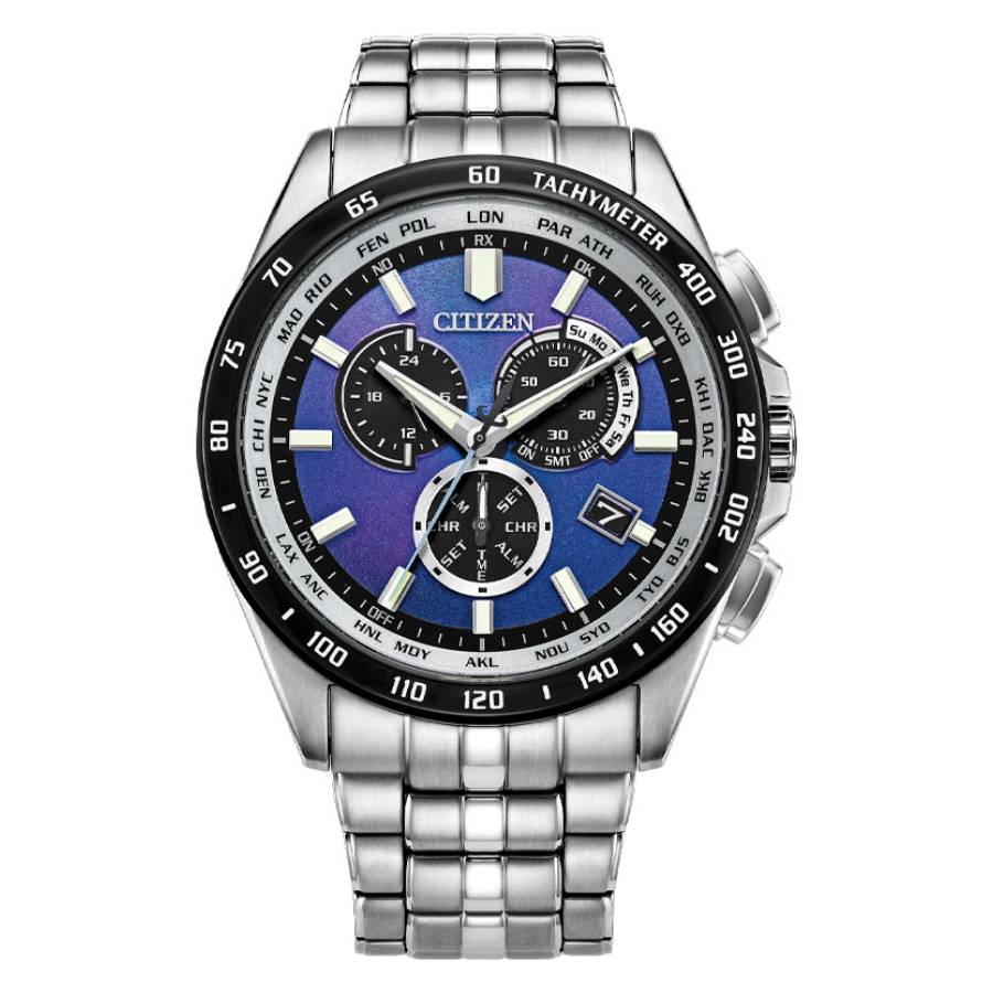 citizen pcat perpetual alarm world time chronograph gmt blue dial men's watch cb5874 81l citizen pcat perpetual alarm world time chronograph gmt blue dial men's watch cb5874 81l