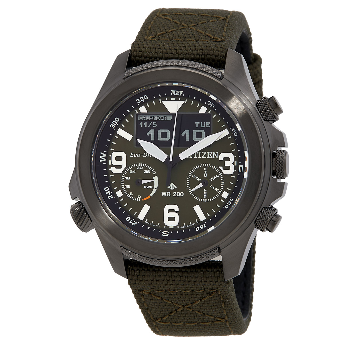 citizen promaster land analog digital green dial men's watch jv1005 02w citizen promaster land analog digital green dial men's watch jv1005 02w
