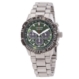 citizen promaster navihawk chronograph khaki green dial men's watch ca4664 60w