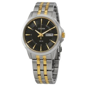 citizen quartz black dial two tone men's watch bf2018 52e