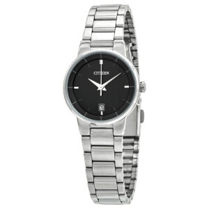 citizen quartz black dial stainless steel ladies watch eu6010 53e