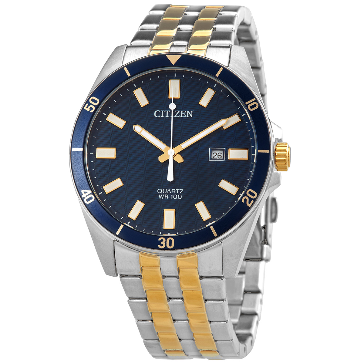 citizen quartz blue dial two tone men's watch bi5054 53l citizen quartz blue dial two tone men's watch bi5054 53l