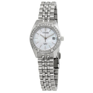 citizen quartz crystal mother of pearl dial ladies watch eu6060 55d