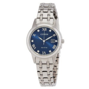 citizen eco drive diamond blue dial ladies watch fe1240 57l