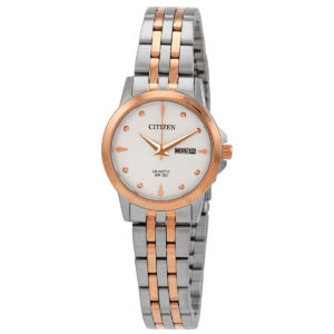 citizen quartz silver dial two tone ladies watch eq0605 53a