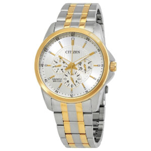 citizen quartz silver dial two tone men's watch ag8346 51a