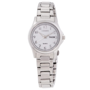 citizen quartz white dial ladies watch eq0610 53a
