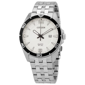citizen quartz white dial stainless steel men's watch bi5051 51a