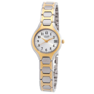 citizen quartz white dial two tone ladies watch eu2254 51a