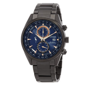 citizen radio controlled perpetual chronograph dark blue dial men's watch at8265 81l
