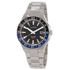 citizen series 8 gmt automatic black dial batman bezel men's watch nb6031 56e