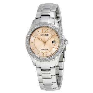 citizen silhouette crystal eco drive pink dial diamond ladies watch fe1140 86x