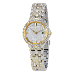 citizen silhouette crystal silver dial ladies watch ew2344 57a